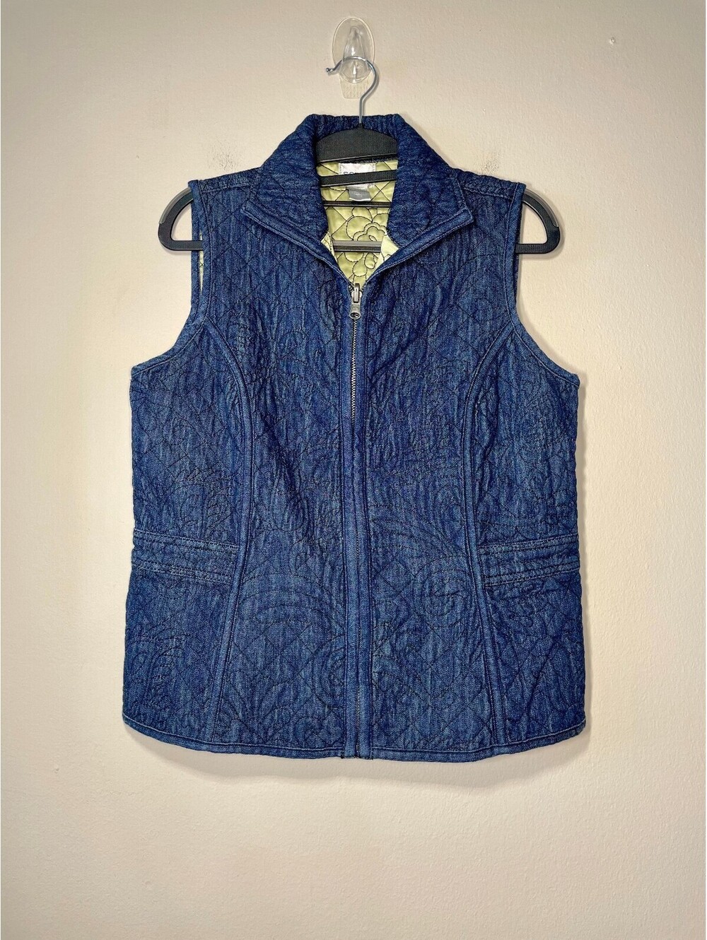 CHICO'S QUILTED PAISLEY BLUE DENIM VEST Coastal Cowgirl Sz S